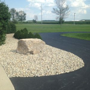 Outcrop landscape feature on landscape gravel